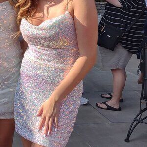 Windsor White sequin homecoming dress